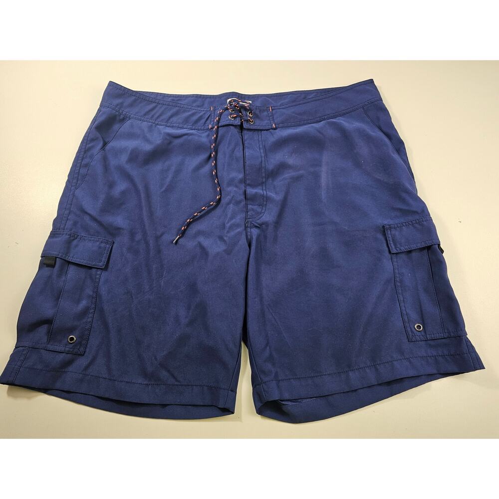 World wide sportsman fishing cargo hybrid navy shorts drawstring waist 42 men *